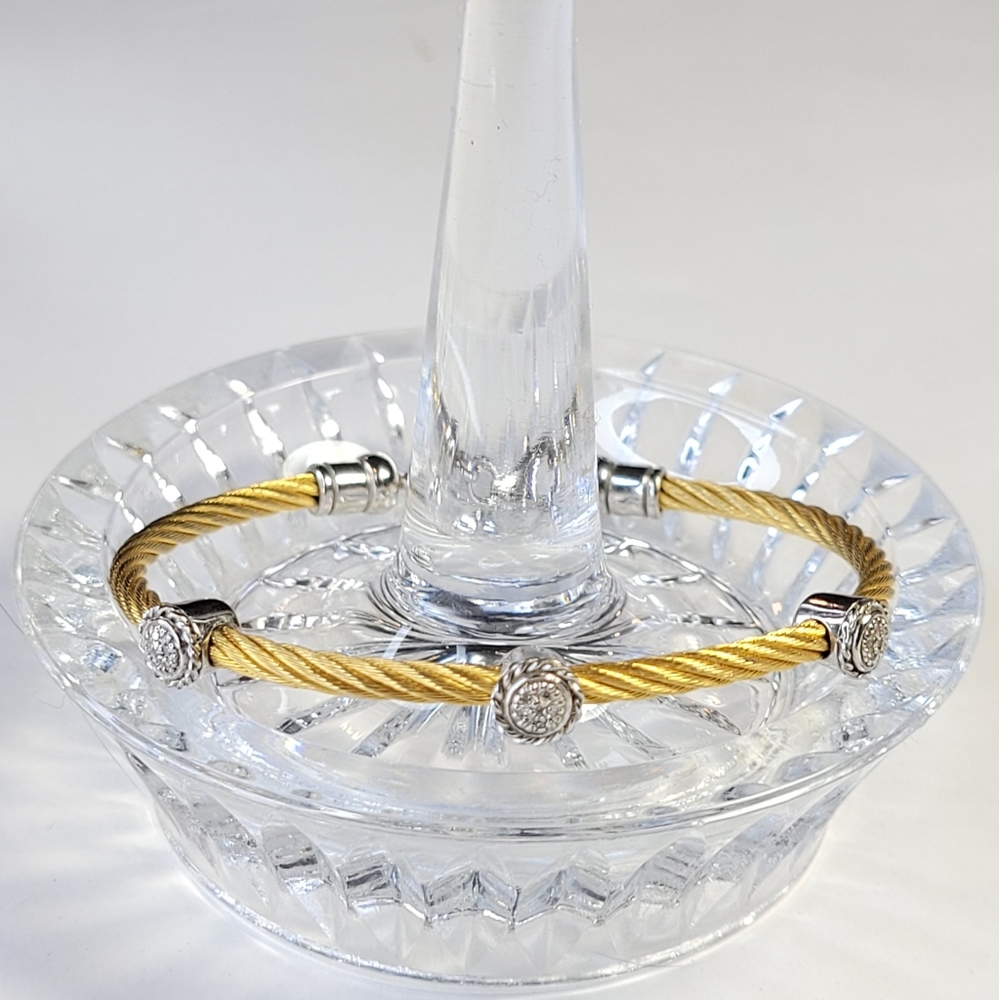 Genuine Diamond 925 Sterling Silver Wire Cable Bracelet